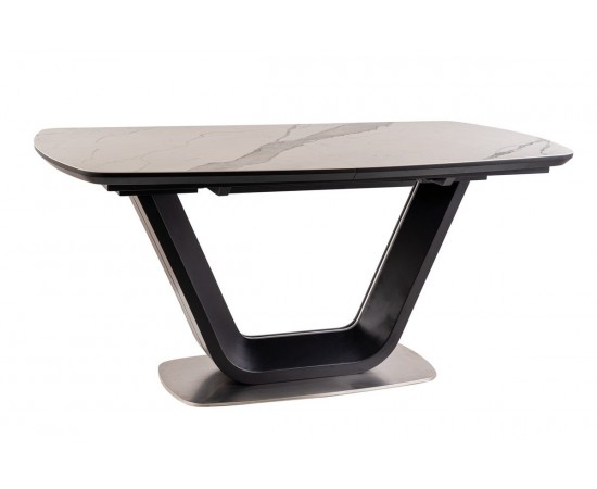 Стол ARMANI CERAMIC белый эффект мрамора / черный мат 160(220)x90