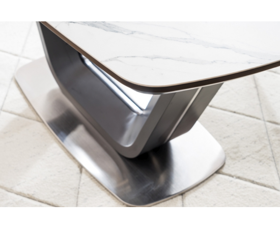 Стол ARMANI CERAMIC белый эффект мрамора / черный мат 160(220)x90