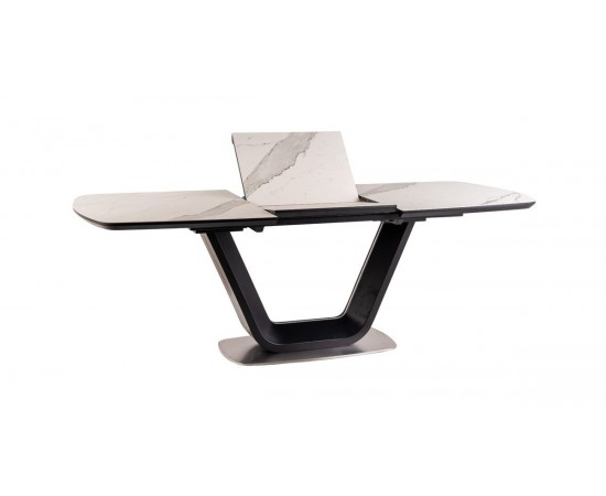 Стол ARMANI CERAMIC белый эффект мрамора / черный мат 160(220)x90