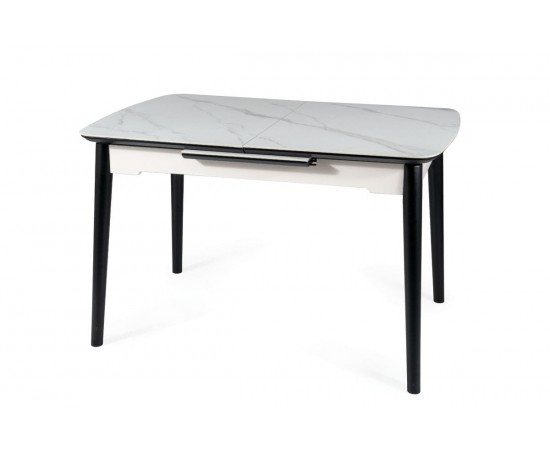 Стол APOLLO 120(160)x80 белый мат / черный каркас