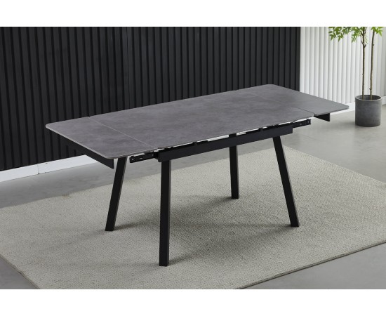 Стол MADRID CERAMIC 120(180)х85 grigio latte matt / черный каркас