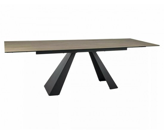 Стол SALVADORE CERAMIC 160(240)x90 светло-коричневый SABBIA / черный мат