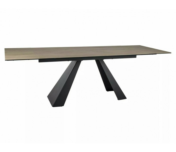 Стол SALVADORE CERAMIC 160(240)x90 светло-коричневый SABBIA / черный мат