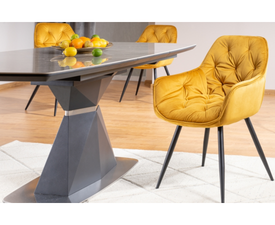 Стол CORTEZ CERAMIC серый эффект мрамора / антрацит MAT 160 (210) x 90