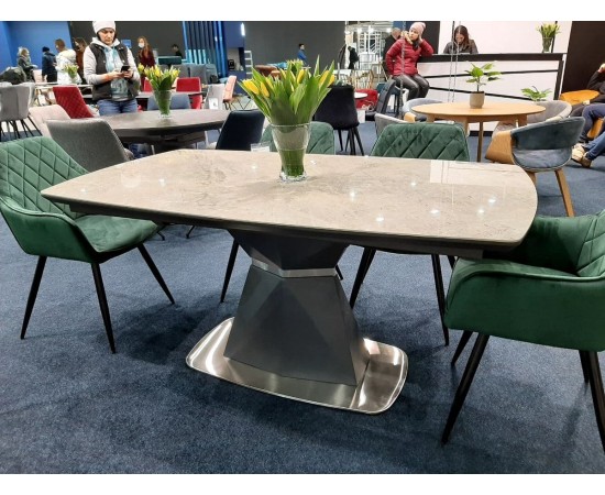 Стол CORTEZ CERAMIC серый эффект мрамора / антрацит MAT 160 (210) x 90