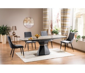 Стол CORTEZ CERAMIC серый эффект мрамора / антрацит MAT 160 (210) x 90