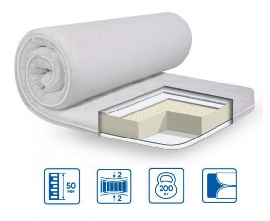 Тонкий матрас топпер Eurosleep Latex / Латекс x3 трикотаж