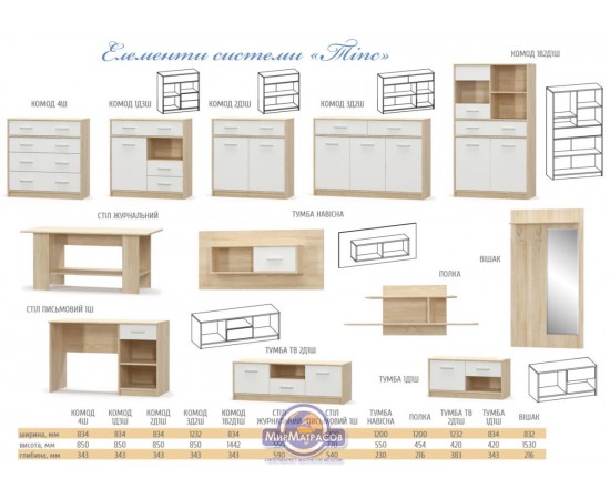 Тумба 1Д1Ш Mebel Service "Типс"