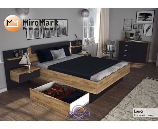 Кровать Miro Mark Luna/Луна с тумбами и мягким изголовьем